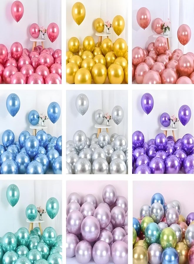 Juzfun Chrome Balloons for Birthday Wedding Anniversary Metallic Multi Colour Party Decoration Pack of 20 Pcs - Image 4